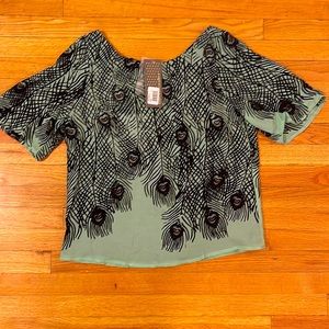 Corey Lynn Calter Backless Gray Feather Blouse